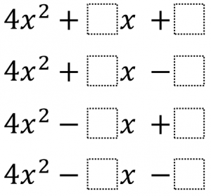 Quadratic Factoring A4 | Open Middle®